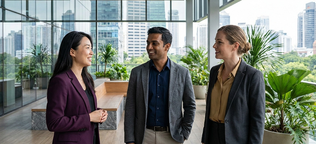Confident diverse professionals representing successful MBA career growth in Singapore