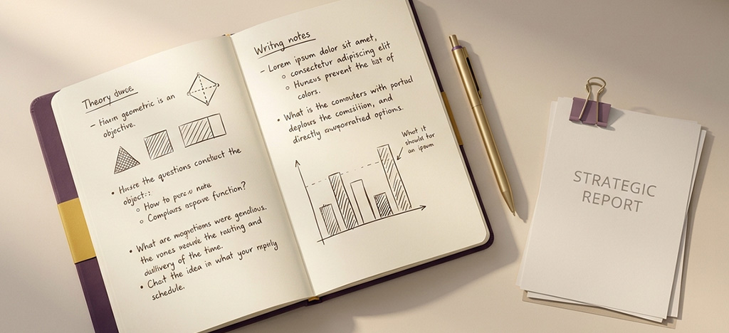 Business notes and report representing employer ROI on MBA sponsorship decisions