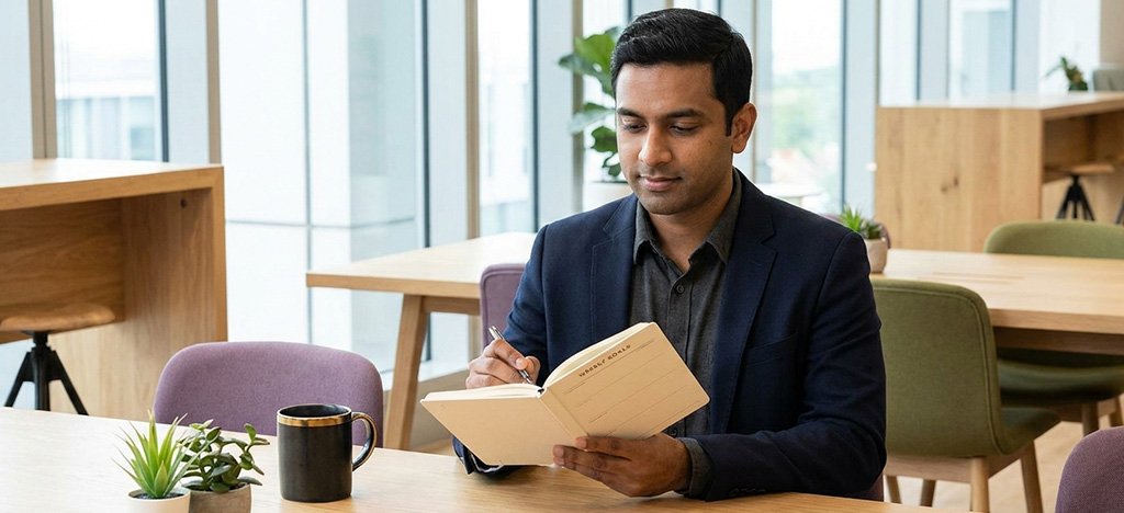 Professional planning MBA study schedule representing work life balance strategies in Singapore