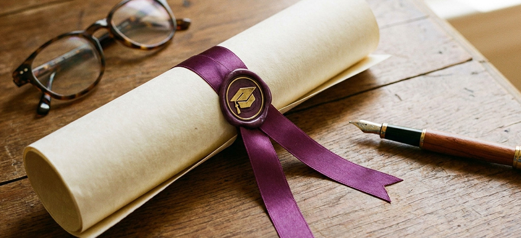 Degree certificate representing the importance of who officially confers an MBA qualification